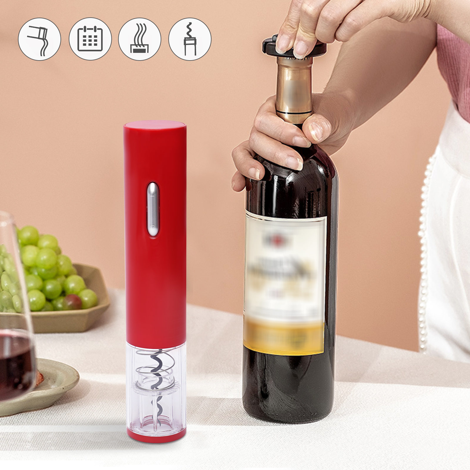 Wine Opener Electric - Red Electric Wine Opener Automatic Battery