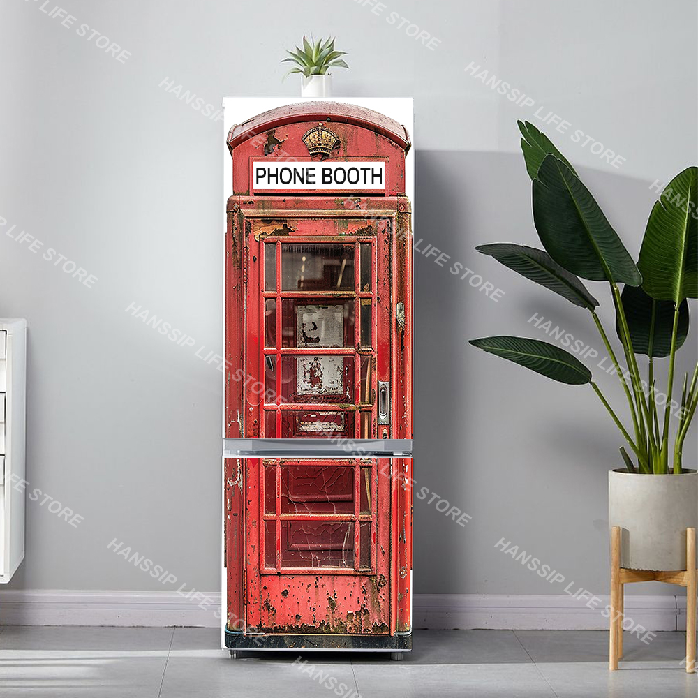 Retro Phone Booth Printed Refr - огляд і ціна Kitchen Appliances Vintage