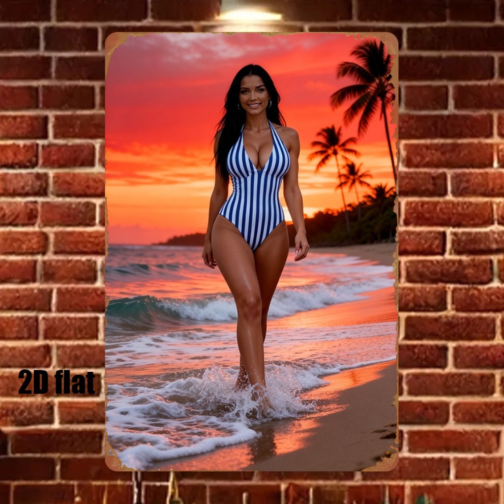 Retro Sunset Beach Girl Metal  - огляд і ціна Kitchen Appliances Vintage