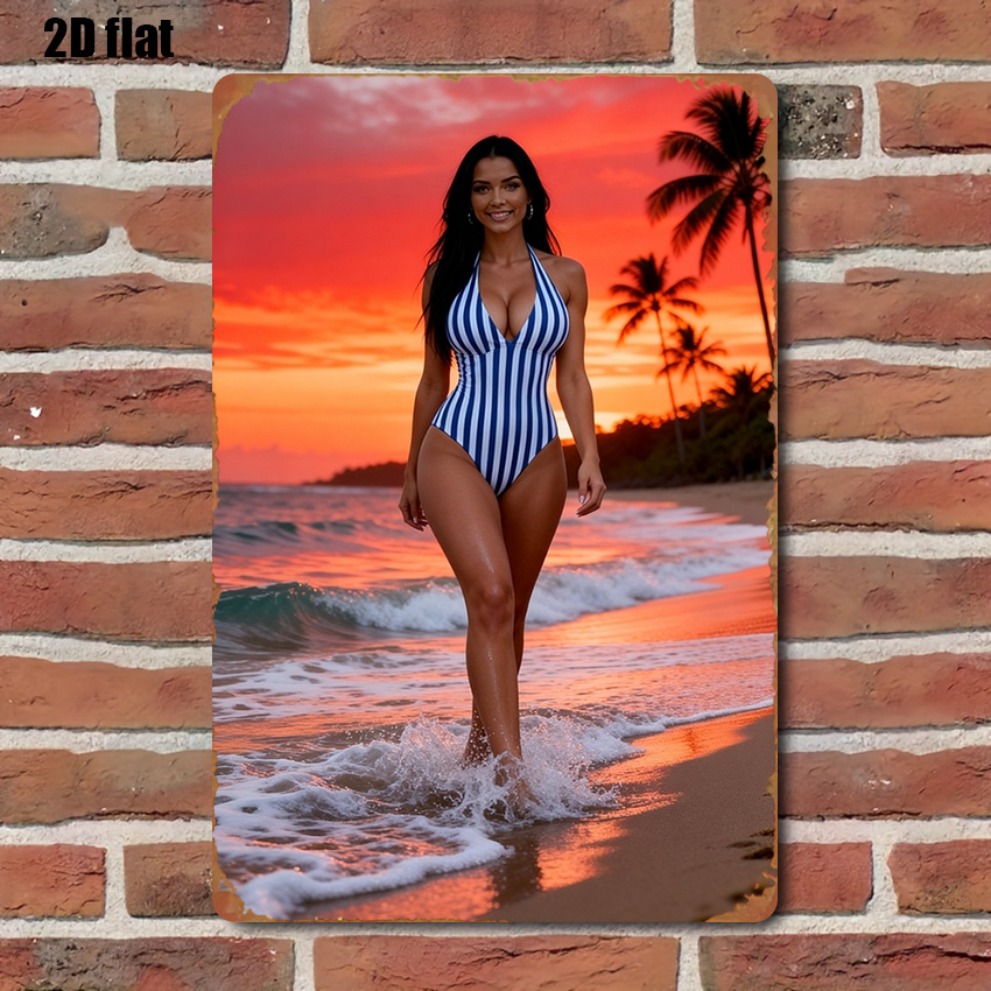 Retro Sunset Beach Girl Metal  - огляд і ціна Kitchen Appliances Vintage
